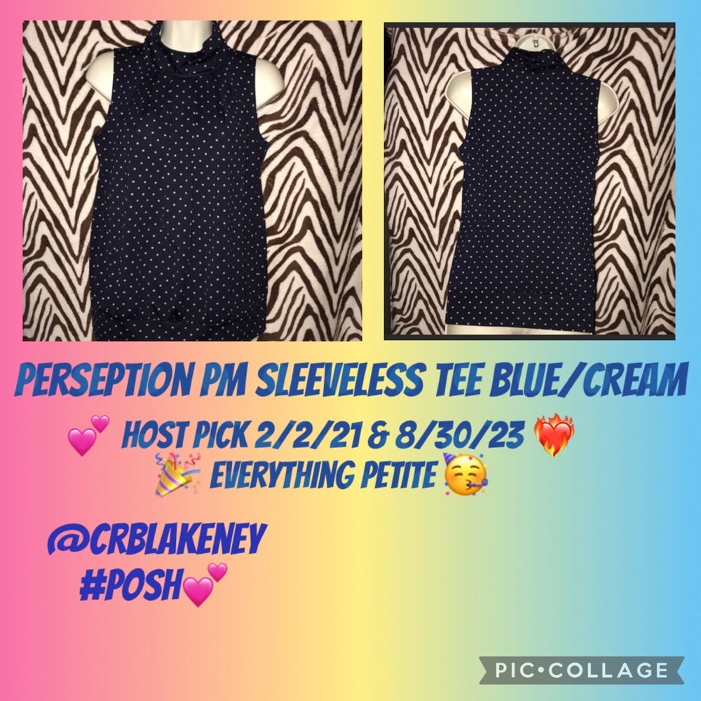 Perseption Petite PM sleeveless blue/cream